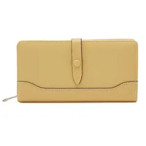 Globus Women Polyethylene Mustard Textured Zip Around Wallet-3638611001