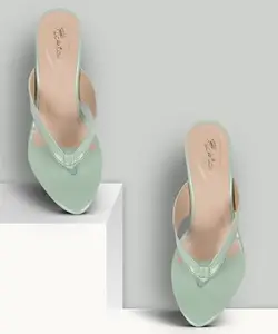 Picktoes SC-R-375 Women's Light Green Synthetic Leather Casual Heel Sandal