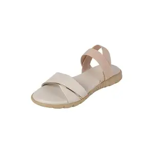 Mochi Women's Off White Stylish Flat Sandal UK/7 EU/40 (33-1216)