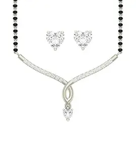 Clara Sterling-silver and Cubic Zirconia Earrings Necklace Set for Women & Girls (White)