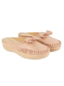 Do Bhai Upper Bow Detailed Peach Slip-On Loafers for Women & Girls/UK8