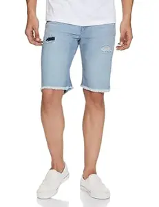 The Indian Garage Co Men Slim Fit Solid Mid-Rise Denim Shorts