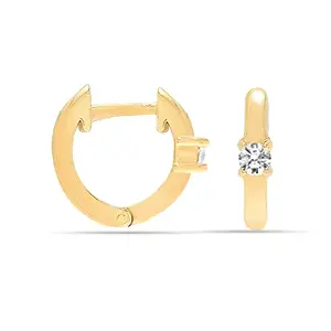 Amazon Brand - Nora Nico 925 Sterling Silver BIS Hallmarked Gold-Plated Cubic-Zirconia Huggie Hoop Earrings for Women