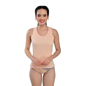 Jairy Shop Cotton Camisole Tank Top/Vest/Slips Spaghetti for Women/Girls (S, Peach)