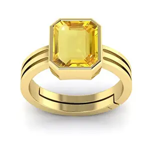 LMDLACHAMAE 15.25 Ratti 14.00 Carat AA++ Quality Natural Yellow Sapphire Pukhraj Gemstone Gold Plated Ring for Women's and Men's (Lab Certified)