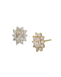 VANBELLE 925 Sterling Silver 18kt Gold Plated CZ Burst Star Stud Earring