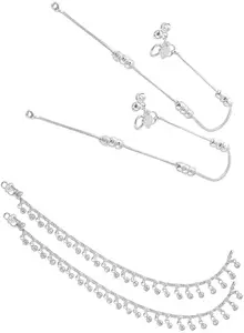 Heer Collection Traditional Jewellery For All Occassions Anklets Payal Pair for Women/Girls Alloy Anklet - Bzr_Combo Payal-102 & 124 (1-Pair Each)