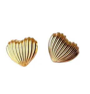 Trendy Gold Heart Stud Earrings, Anti Tarnish | Trending Heart Earrings| Daily Office Wear Studs
