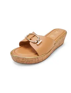 Catwalk Women Stylised Back Open Platforms | For Women & Girls (TAN,7 UK)