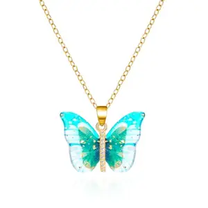 Shining Diva Fashion Latest Stylish Butterfly Crystal Pendant Necklace for Women and Girls (rrsd16411np)