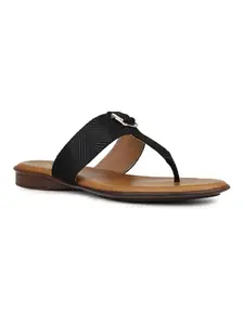 Inc.5 Womens Black Party Wear T-strap Flat Sandals