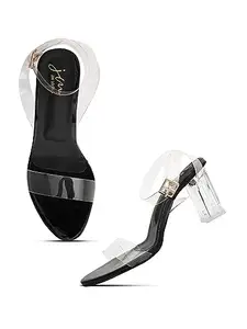 JM LOOKS Solid Stylish Transparent Block Heels For Womens & Girls