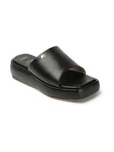 ELLE Women's Fashionable Slip On Comfortable Sandals Colour-Black, Size-UK 6