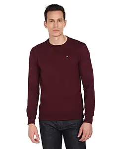 Arrow Men Burgundy Solid Crew Neck Sweatshirt