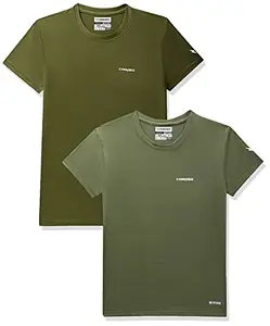 Charged Endure-003 Chameleon Spandex Knit Round Neck Sports T-Shirt Olive Size Xs And Charged Pulse-006 Checker Knitt Round Neck Sports T-Shirt Olive Size Xs