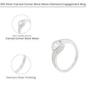 ERI Carved Corner Diamond Ring | Silver rings for women | Diamond rings for women | Gift for girls | With Certificate of 925 Stamp | 6 Months Warranty*| (17)