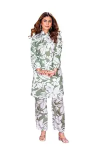 JULEE Women's Chinon Printed Readymade Cord Set Dress CD-22 Pista-L