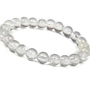 Clear Quartz Bracelet| Certificate of Authenticity | Clarity, Focus & Energy Amplification | Natural Clear Quartz Stone| Beautifully Crafted with Healing Crystals |Round Beads 8 mm Crystal Stone Bracelet for Men and Women| Authentic Elastic Beaded Bracelet |Couple Gifts