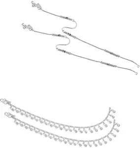 Heer Collection Jewellery Traditional Jewellery For All Occassions Anklets Payal Pair for Women/Girls Alloy Anklet - Combo Payal-119 & 124-(1-Pair Each)