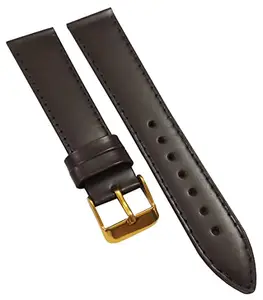 Ewatchaccessories 18mm Genuine Leather Watch Band Strap Fits AVENGER COLT Dark Brown Golden Pin Buckle