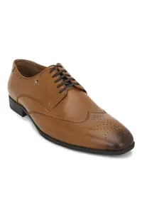 Louis Philippe Men Brown Brogue Derby Formal Imported Premium Leather Light Weight Breathable Lining Slip Resistant Flexible Toe Shoes