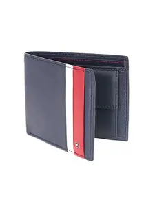 Tommy Hilfiger Devan Leather Global Coin Wallet for Men - Navy, 4 Card Slots