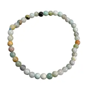 RRJEWELZ Natural Azumar 4mm Round Shape Smooth Cut Beads 7.5 Inch Stretchable Bracelet For Men & Women. Unisex Bracelet For Healing, Meditation, Prosperity, Gift & Luck|STBR_RR_10117_7.5