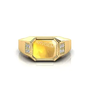 MBVGEMS YELLOW SAPPHIRE RING 7.25 Ratti To 7.00 Ratti PUKHRAJ RING GOLD PLATED Adjustable Ring Gemstone Ring for Men and Women (Lab - Tested)