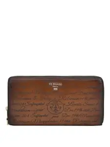 Da Milano Zip Leather Wallet for Women - Brown