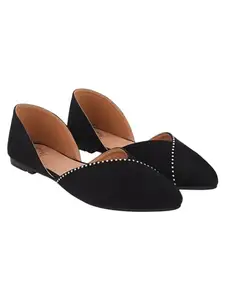 Shoetopia Pointed Toe Flat Black Belly for Women & Girls