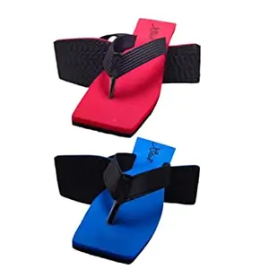 Xstar Eco Flip Flops for Men | Comfortable Indoor Outdoor Fashionable Slippers for Men And Boys (Set of 2) (Red/Navy Blue, numeric_7)