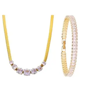 Pari Creation Pair Tennis Bracelet Necklace for Women Girls Latest Stylish