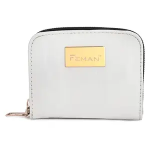 FEMAN Dazzle Drop Wallets for Women & Girls, Girls & Ladies Wallet for Daily Use, Pearl White