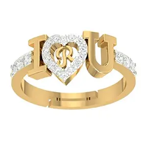 Kanak Jewels Gold Alloy Love You Letter 'r' Ring for Unisex-adult (Gold)