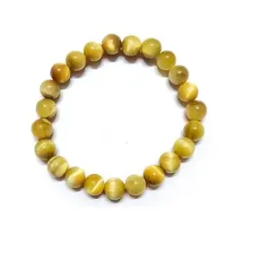 CruzStone Cats Eye Stone Original Certified Bracelet केतु स्टोन Incomparable Yellow Cats Eye Bracelet Stretchable Cat Eye Gemstone Bracelet Vaiduryam Stone Ketu Mani Stone कैट आई स्टोन ब्रेसलेट