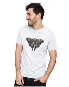 Men's & Women's Regular Fit T-Shirt Realistic Moth 100% Cotton Unise T-Shirt White; _CLIPART27-White L Men Round_bz