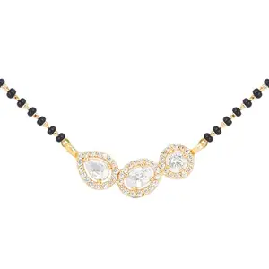 MINUTIAE Stylish Austrian Crystal Pendant Mangalsutra For Women With Extendable Chain (Gold) MNT0228FC_G