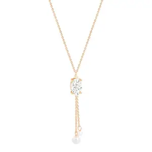 MINUTIAE Womens Rose Gold-Plated Stones-Studded Pendant Necklace With Chain MNT0447OD_OWP_RG