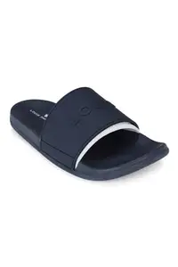 Louis Philippe Men Navy Logo Embossed Sliders