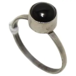 Rajasthan Gems Ring Band 925 Sterling Silver Natural Black Onyx Gem Stone Designer Women Handmade Gift L209