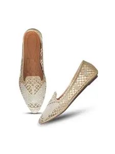 Froh Feet Women’s Embellished Mesh Slip-On Flats | Stylish Designer Jutti with Sparkling Rhinestone Detailing