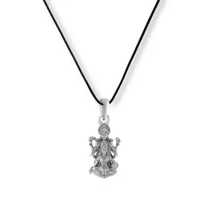 A AKSHAT SAPPHIRE Sterling Silver (92.5% purity) God Vishnu Laxmi Pendant for Men & Women Pure Silver Lord Vishnu Lakshmi Locket with Black Thread | Rakhi Gift for Sister or Brother