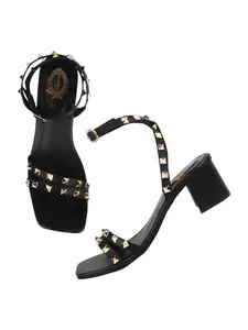 Shoetopia Women's Heel-504 Heeled Sandal-4 Kids UK (Heel-504-Black)-EU37