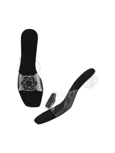 The White Pole Transparent Kitten Heel Sandal for Womens Block Heel Sandal Comfortable Heel Sandal Trendy Sandals for Women & Girls