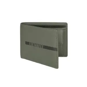 UNITED COLORS OF BENETTON Cloyd Leather Global Coin Wallet for Men - Olive, 4 Card Slots