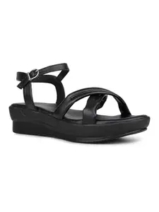 Inc.5 Womens Black Casual Open toe Flatform Heel Sandals