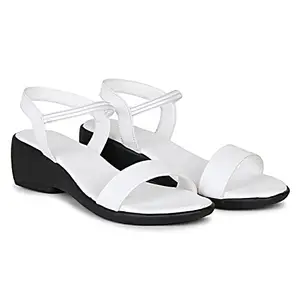 Right Steps Women's Fashion Sandals|Sandals for Girls| Women Footwear (White, numeric_3)