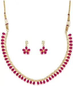The pari Ruby Colour AD Choker Necklace