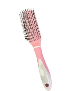 Beauty N Brains Hair Straightening Brush - Hair Brush Plastic | 1 Piece Plastic Hair Brush| Hair Scalp Massager | Hair Brush Plastic For Dandruff Removal, Improve Hair growth, Relaxation | Straightening Brush (Pink)