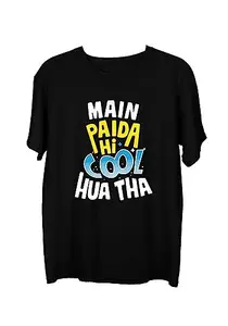Wear Your Opinion Men's S to 5XL Premium Combed Cotton Printed Half Sleeve T-Shirt (Design : Born Cool,Black,XX-Large)